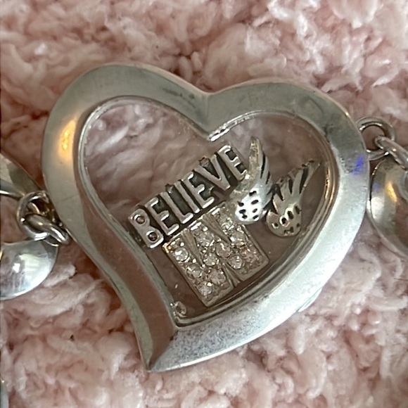 Vintage Glass Heart Locket Toggle Bracelet - Picture 3 of 11